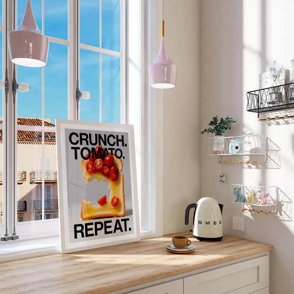 Contemporary food print titled Dining Table Wall Art with dynamic textures and color.