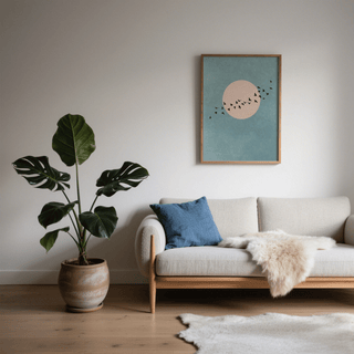 Wall Art Birds silhouette against white and blue, perfect for study area