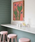Vibrant Cactus Poster Print featuring green cactus, pink for entryway