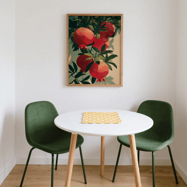 Pomegranate Art Print, beige background, ideal for office wall art