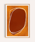 Abstract Earth Tone Wall Art print showing central rounded form with hand-drawn contour loops