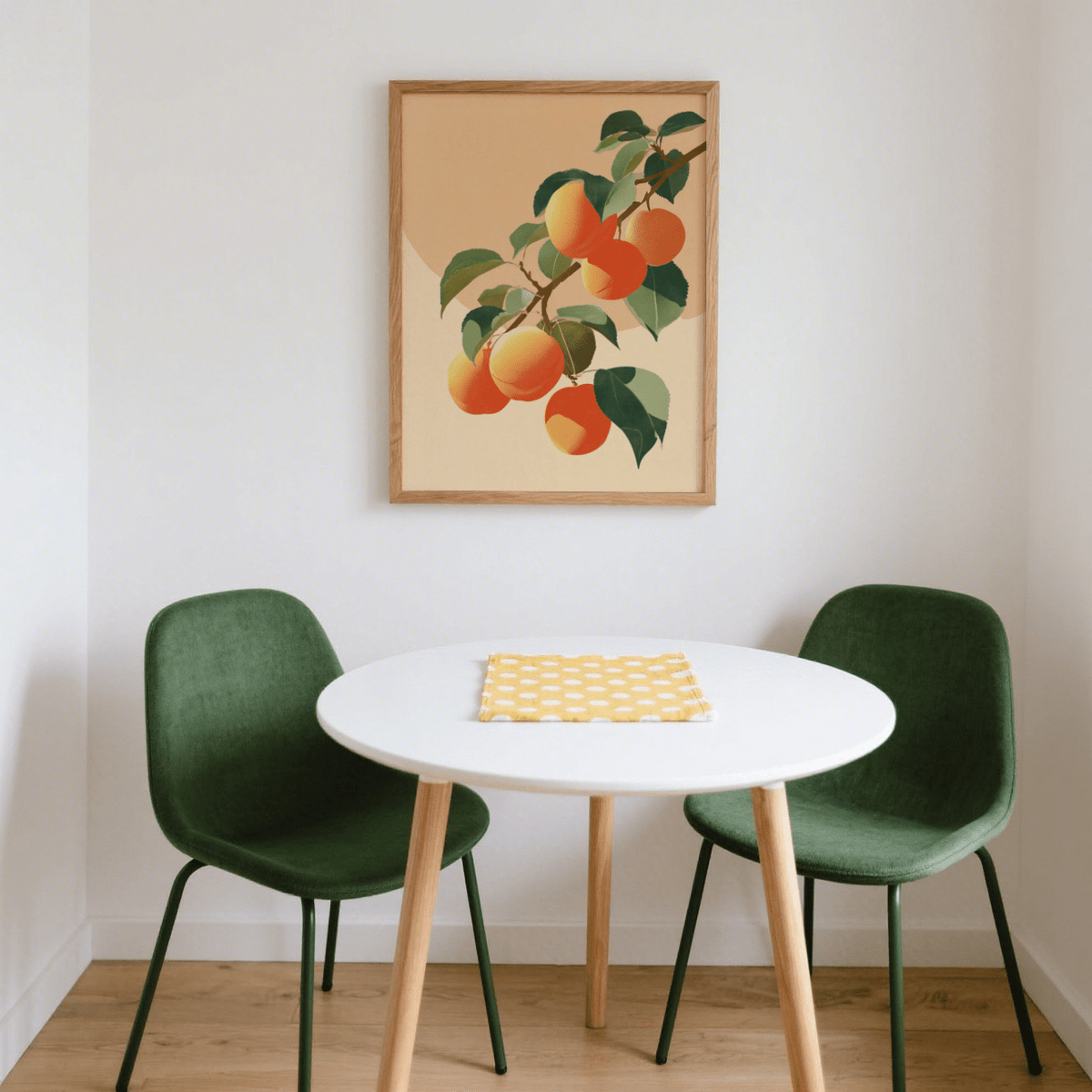 Apricot Wall Print bright orange green beige wall art for hallway