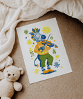 Zebra Playing Violin Poster with multicolored zebra art for classroom walls