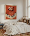 Jazz Art Print with piano keys in Beige and Black for studio decoration