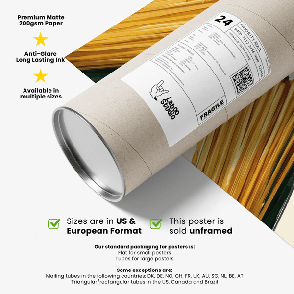 Beige and yellow Spaghetti Wall Art for dining area wall décor print