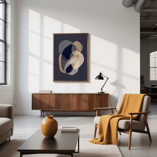 prints abstract art with organic forms in Beige, White for den