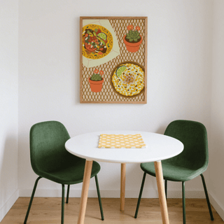 Warm-toned Taco Wall Art, yellow and brown, cozy kitchen art print