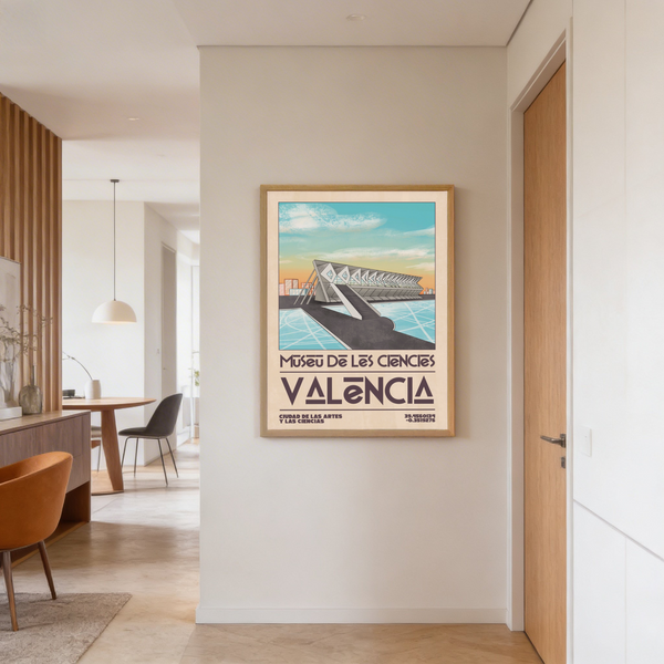 Wide composition of futuristic museum roof repeating across skyline