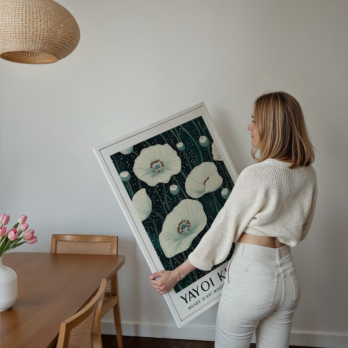 Poppy Prints artwork with stylized floral layout and minimalist detail.