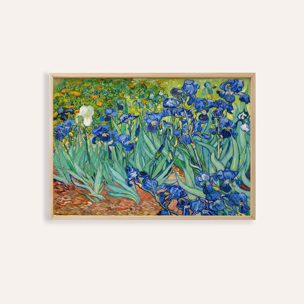Blue Iris Wall Art in green and blue for living room print display