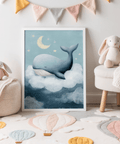 Whale Nursery Wall Art print, blue and white, nursery or playroom