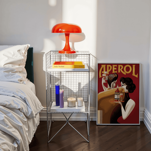 Vintage Drink Wall Art, home bar style, Red Yellow poster