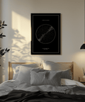 Custom Star Map art print featuring white stars on a black background for bedroom decor