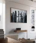 City Skylines Wall Art in White and Gray for lounge or workspace