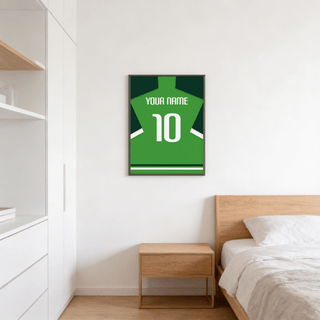 Featuring YOUR NAME text on jersey back, Nigeria Football Shirt Poster print