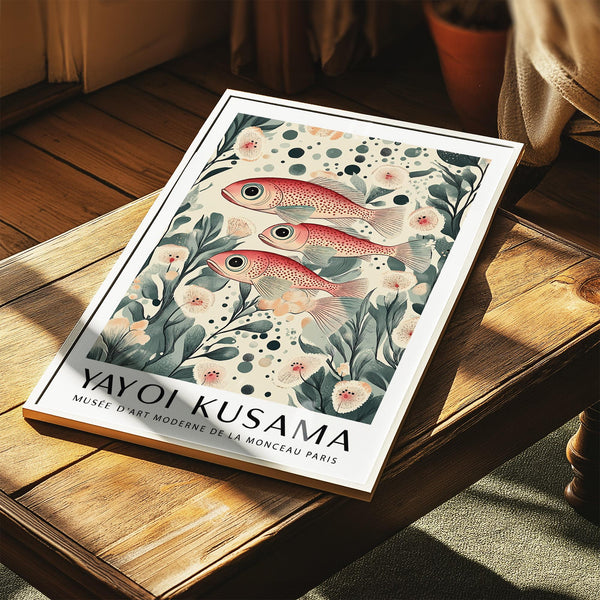 Modern Fish Artwork Prints with stylized sea life and botanical design.