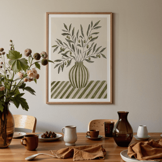 Olive Branch Art botanical print in green, beige, white, nursery wall decor
