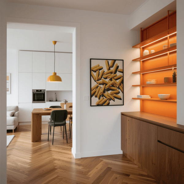 Pasta Penne Art wall art, Beige and Yellow tones, perfect for kitchen