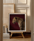 Leopard Art Print cropped on head and shoulders with clean studio backdrop