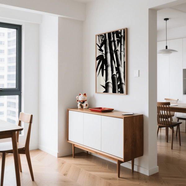 Nature-themed Bamboo Black and White Print wall art in Black and White