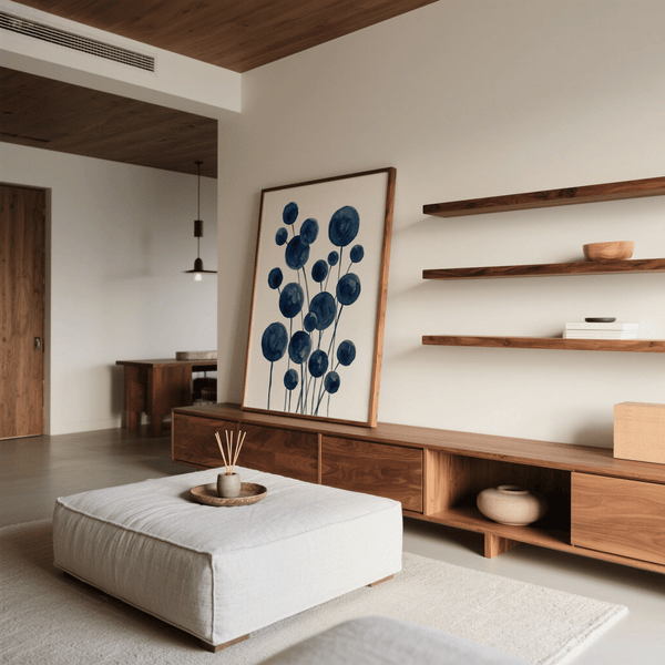 Watercolor Flower Print art print featuring blue blooms for home office