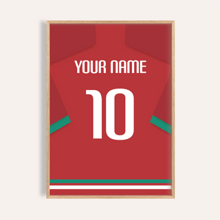 Centered Portugal Football Shirt Poster with jersey back graphic and large number