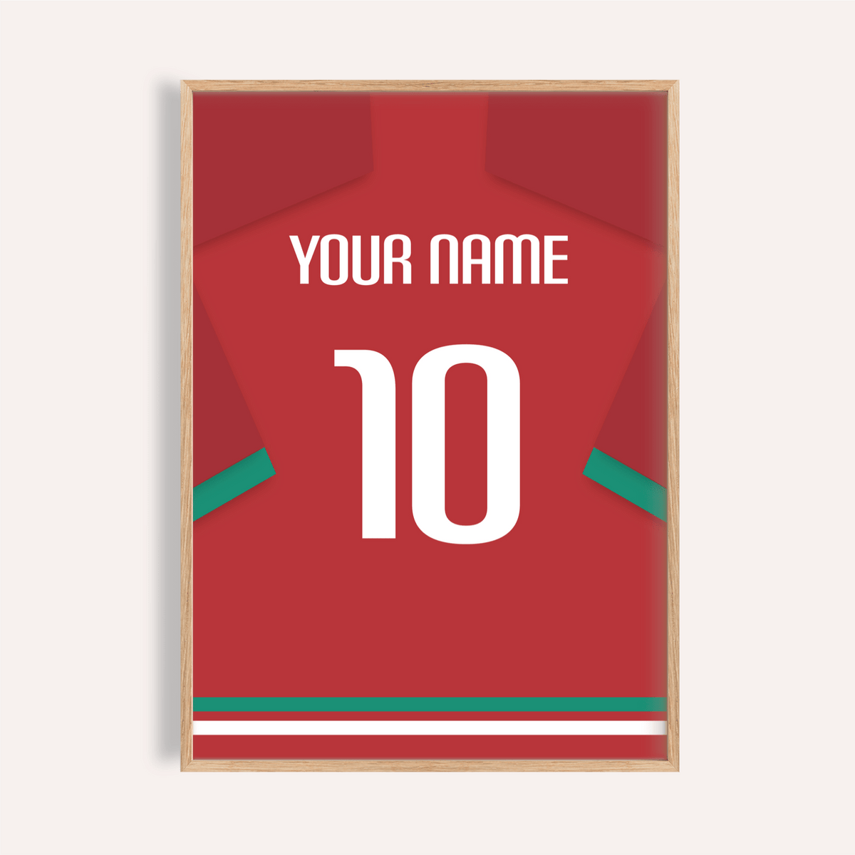 Centered Portugal Football Shirt Poster with jersey back graphic and large number