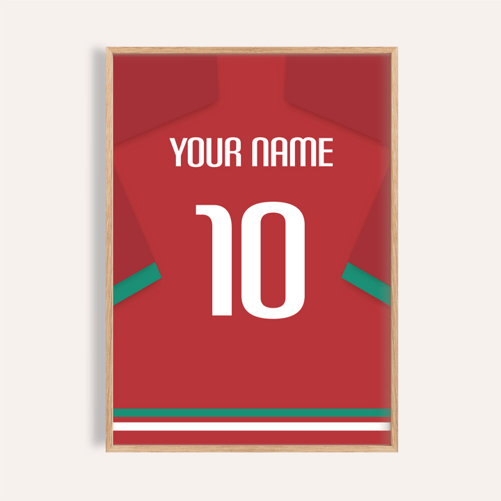 Centered Portugal Football Shirt Poster with jersey back graphic and large number