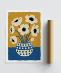 Flower Art Print wall art for home office, blue vase design