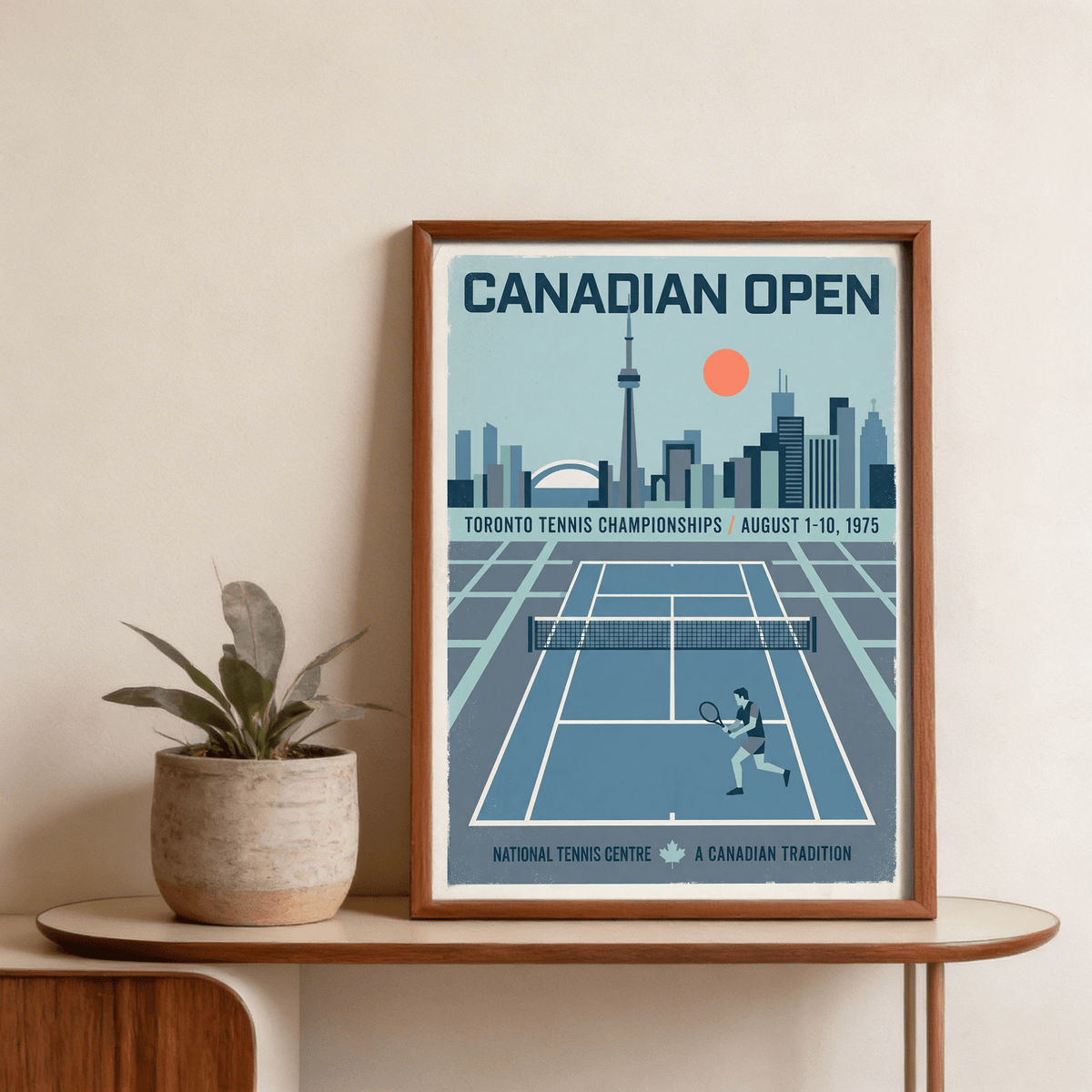 Canadian Open Tennis Art Print featuring August 1–10, 1975 tournament text