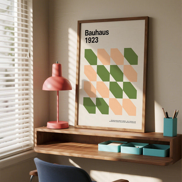 Crisp grid layout used in modern art prints mid century inspired design.