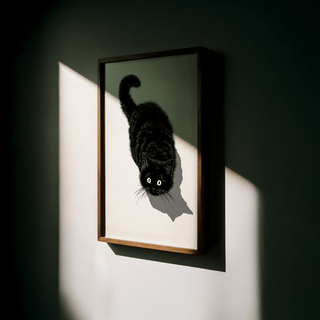 Contemporary Black Cat Print poster for small home office