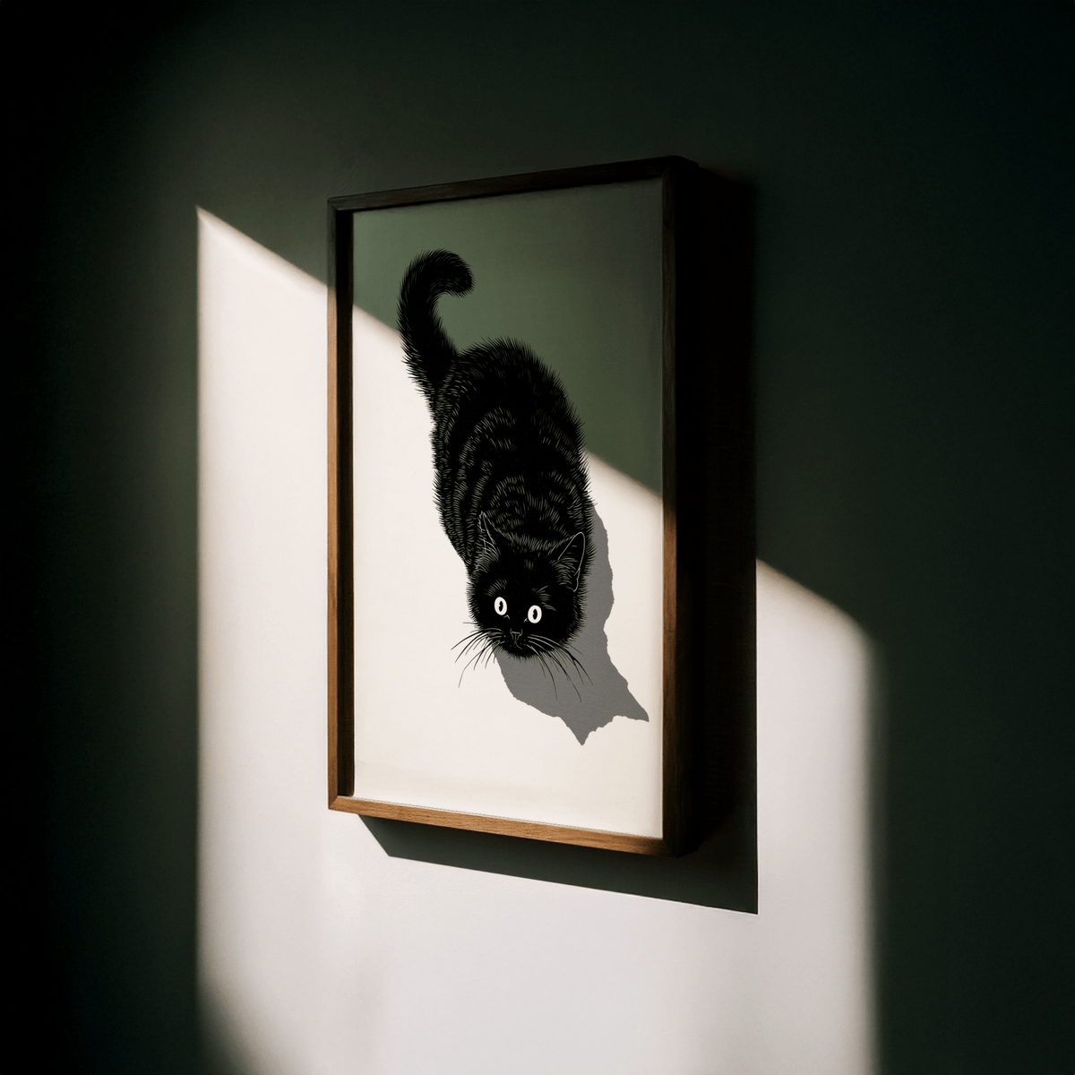 Contemporary Black Cat Print poster for small home office