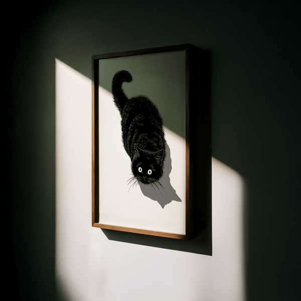 Contemporary Black Cat Print poster for small home office