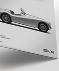 Jaguar XK120 Art Print for garage, rendered in Gray, Black and White, wall art
