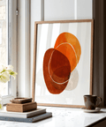 Organic shape wall art print with stacked ovals and central ring motif