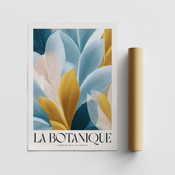 Premium matte poster, wall art blue and gold for office decor