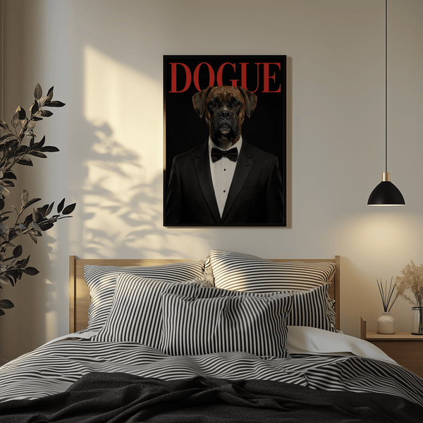 Bold Dogue Boxer Poster art print for office decor with Black and Red