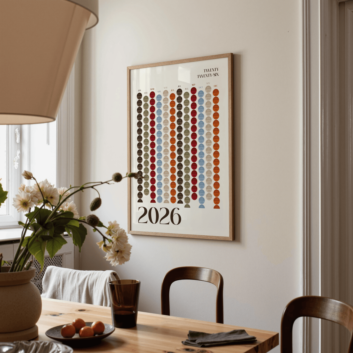 Big Calendar for Wall, white and beige tones, creative studio wall art