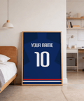 Centered Japan Football  Shirt Poster design with bold number 10 and horizontal stripe band near the bottom