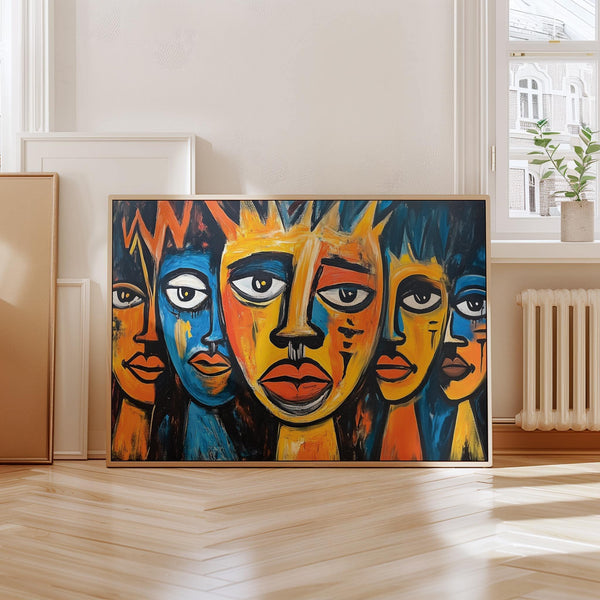 Abstract figure design in vibrant African wall art for living room