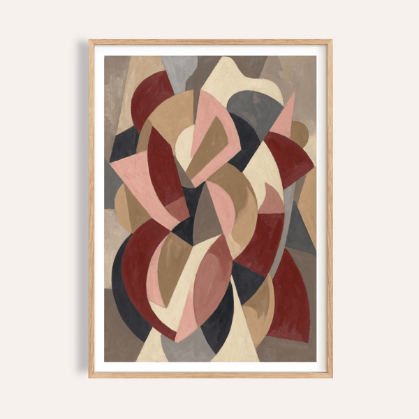 Minimalist Abstract Wall Art poster with interlocking curved bands