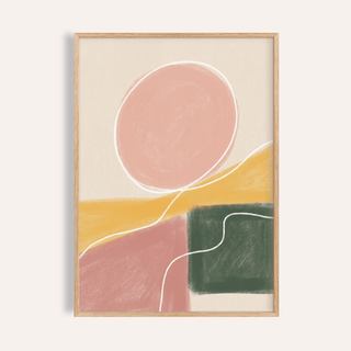 Layered geometric poster with circle, contour line, and chalk texture