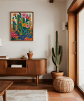 Modern Cactus Floral Wall Art pink green for nursery wall art print