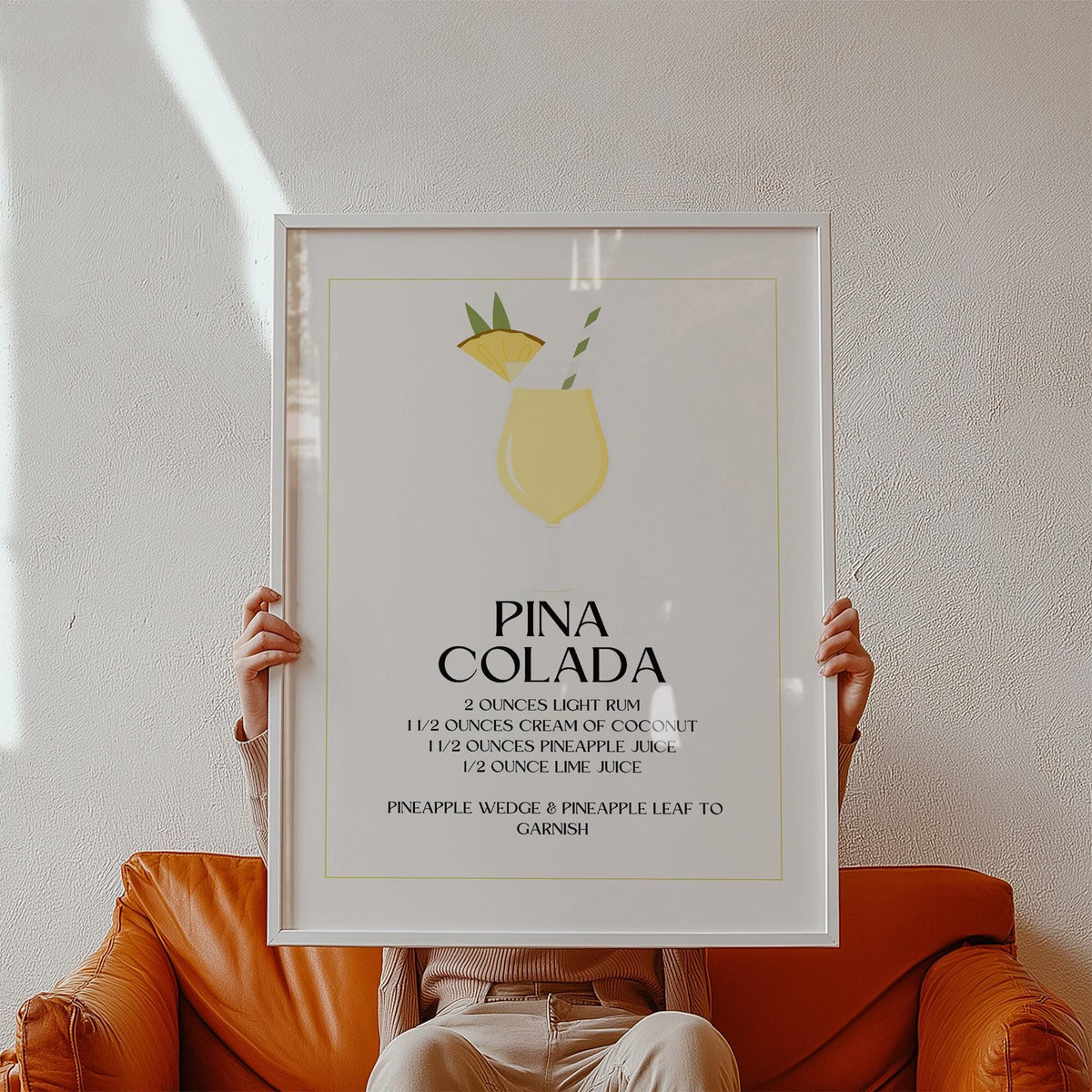 Wall pictures for kitchens showing tropical drink in soft yellow tones