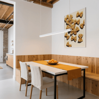 Kitchen gallery wall idea with Farfalle Pasta Art in warm hues