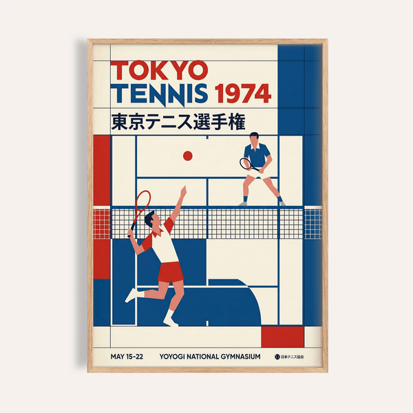 Tokyo Tennis Poster print with bold TOKYO TENNIS 1974 headline and Japanese subtext