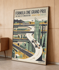 Typography detail on motorsport poster print reading Formula One Grand Prix and Monaco 1966 date