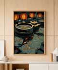 Japanese Koi Art Print poster showing orange koi and concentric water ripples
