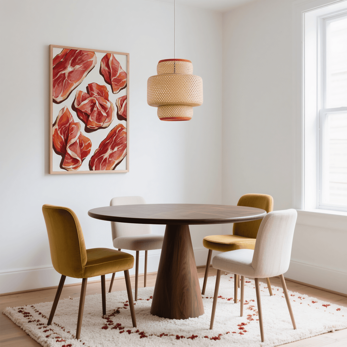 Red and white Parma Ham Poster print for food lovers' kitchen